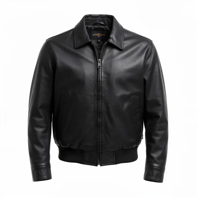 Aviator Leather Jacket Black