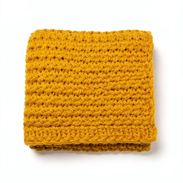 Throw Blanket Chunky Knit Mustard