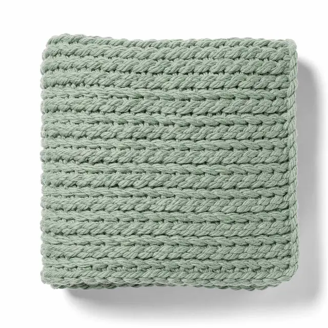 Throw Blanket Chunky Knit Sage